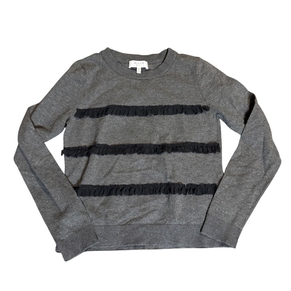 NWOT Milly Minis 10 Girl‎ Sweater Long Sleeve Top Shirt Blouse Gray Mesh Stripe